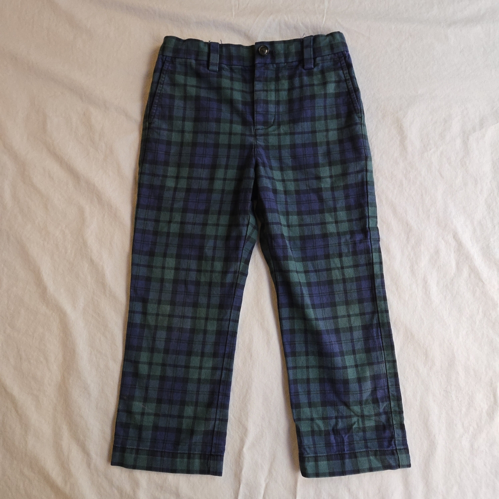 Vineyard Vines Boys Holiday Plaid Breaker Pant in Blue and Green Cotton Pants